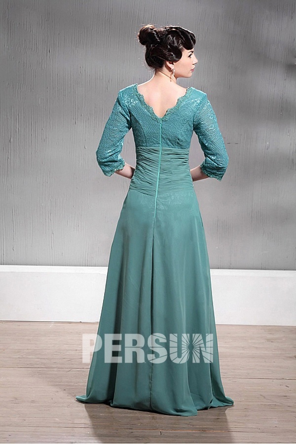 Fabulous Lace&Chiffon A line V Neck Floor Length Mother of the Bride Dress