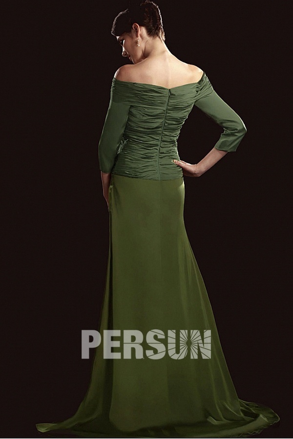 Fabulous Charmeuse&Chiffon A line Off the shoulder Neckline Floor Length Mother of the Bride Dress