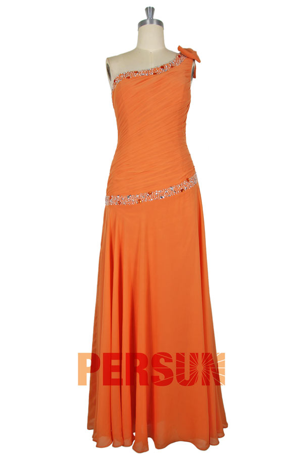Full Length Chiffon Mother of the Bride Dress with Rhinestones Decoration