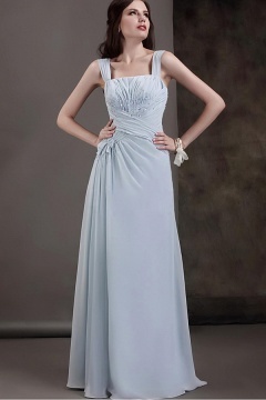 Fashionable Chiffon A line Square Neck Floor Length Mother of the Bride Dress