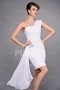 White One shoulder Knee length Ruched Short Formal Dress