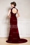 High neck claret mother of the bride dress with beading on shoulders