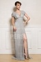 Pleated Sexy Cap Sleeves Split front Mother of the Bride Dress