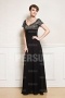 Black Lace top Short Sleeves Mother of the Bride Dress