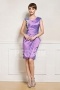 Short Taffeta Purple Ruffles Embroidery Mother of the Bride Dress