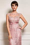 Pink tone Mother of the bride dress in Lace with illusion neckline