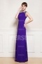 Beaded Ruched Chiffon High Neck Long Prom Dress