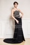 Court train formal Evening gown with Strutural cut designed Sequin bodice