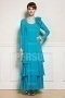 Chic Blue Tiers Full Length Chiffon Mother of the Bride Dress With wraps