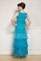Chic Blue Tiers Full Length Chiffon Mother of the Bride Dress With wraps