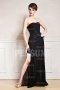 Sexy Transparent Chiffon Strapless Beading Black Formal Dress