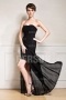Sexy Transparent Chiffon Strapless Beading Black Formal Dress