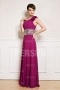 Empire Fuchsia tone One shoulder long mother of the bride dress