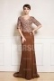 Half sleeve V neck mother of the bride dress with lace top