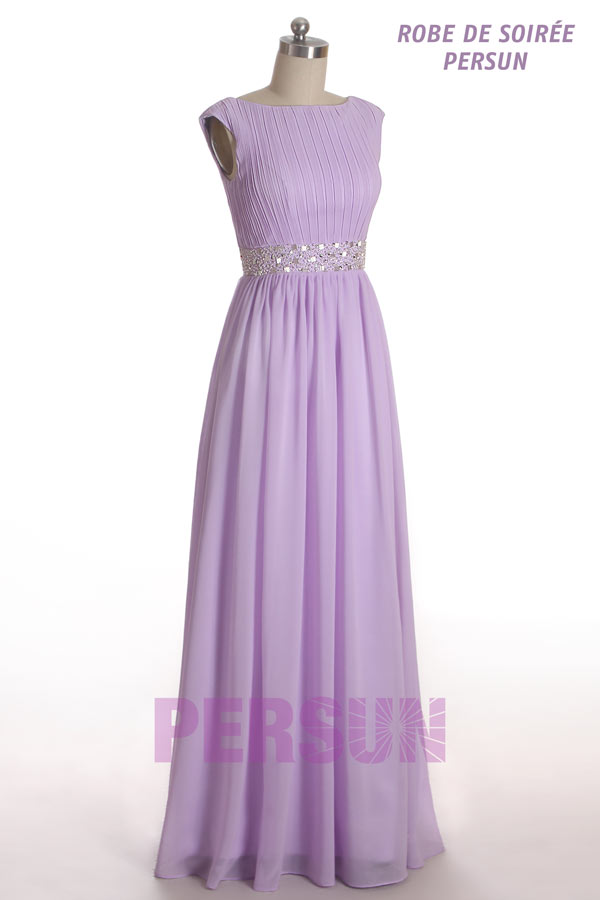 Boat Neckline Cap Sleeves Beaded Chiffon Mother of the Bride Dress