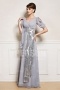 Unique Ruffles Sleeves Sequined Sash Mother of the Bride Dress