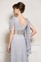 Unique Ruffles Sleeves Sequined Sash Mother of the Bride Dress