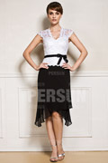 Elegantes Etui-Linie V-Ausschnitt Knielanges V-Ausschnitt Abendkleid aus Chiffon