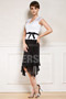 Cap sleeve knee length cocktail dress in black and white