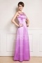 Simple Satin Straps Embroidery Long Formal Bridesmaid Dress