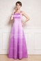Simple Satin Straps Embroidery Long Formal Bridesmaid Dress