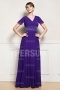 Simple Floor length V neck Chiffon Beaded Mother of the Bride Dress