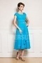Simple Chiffon Ruching Blue Short Sleeve Mother of the Bride Dress