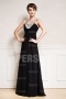 Jewel neckline Long black Empire Chiffon Formal Evening Gown