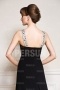 Jewel neckline Long black Empire Chiffon Formal Evening Gown