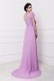 Modern Embroidery Purple Tone Chiffon Sweep Train Long Formal Dress