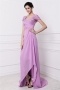 Modern Embroidery Purple Tone Chiffon Sweep Train Long Formal Dress