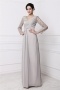 Vintage Embroidery Grey Long Sleeve Mother of the Bride Dress