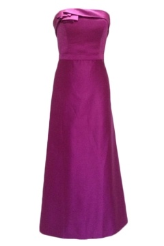 Strapless Satin Column Formal Bridesmaid Dress in Fuchsia