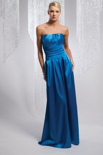 Sheath Strapless Ruched Floor Length Bridesmaid Dress