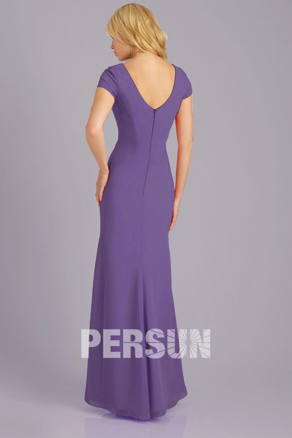 Robe Demoiselle Dhonneur Fourreau Drap E En Mousseline Violette