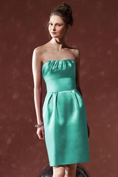 Elegant Pleats Strapless Taffeta Column Formal Bridesmaid Dress