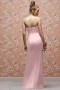 Ruffles Strapless Soft Satin Pink A line Long Formal Bridesmaid Dress