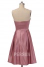Simple Pleats Strapless Taffeta Pink A line Formal Bridesmaid Dress
