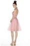 Simple Ribbon Strapless Taffeta Pink A line Formal Bridesmaid Dress