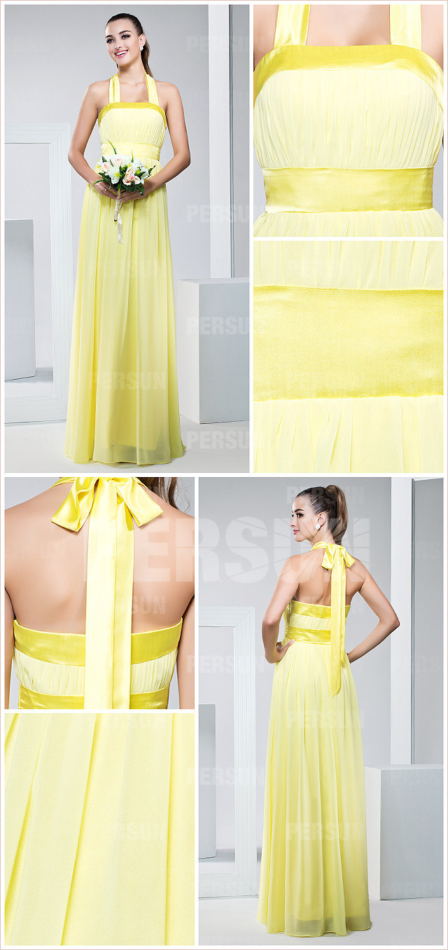  chiffon yellow bridesmaid dress details