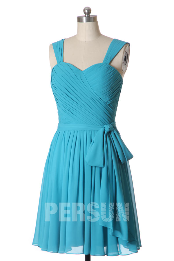 A line Strap Ruched Knee Length Green Formal Bridesmaid Dress