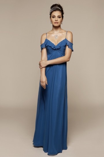 Gunstig Sexy A Linie Empire Blaues Langes Abendkleid Aus Chiffon Online Verkauf Persun