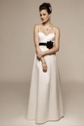 Flower Spaghetti Straps Chiffon White A line Formal Bridesmaid Dress
