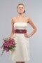 Elegant Beading Ribbon Strapless Satin White A line Formal Bridesmaid Dress