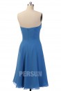 Applique Ruffles Strapless Chiffon Blue tone Tea length Formal Bridesmaid gown