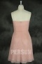 Knee length Dress for Wedding in Skin Pink Chiffon with Flower