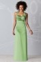 Ruching Halter Satin Green A line Formal Bridesmaid Dress