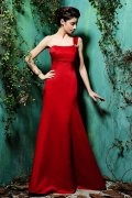 Elegantes Ein Schulter Meerjungfrau rotes langes Abendkleid aus Satin