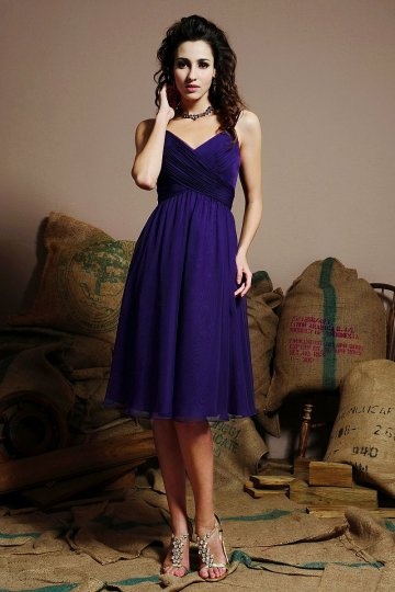 Dressesmall Ruching Straps Chiffon Knee Length Regency Formal Bridesmaid Dress