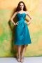 Pleated Sweetheart Satin Blue Knee Length A line Formal Bridesmaid Dress